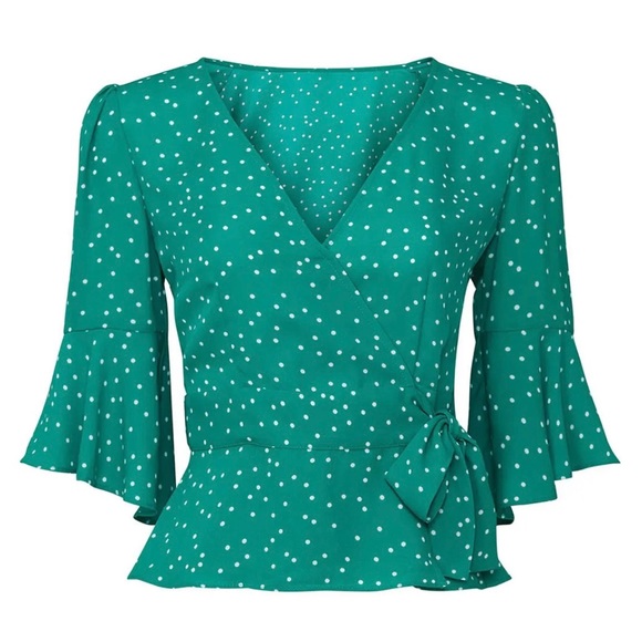 BB Dakota Wrap Top in Pepper Green, Size XS - Picture 6 of 8